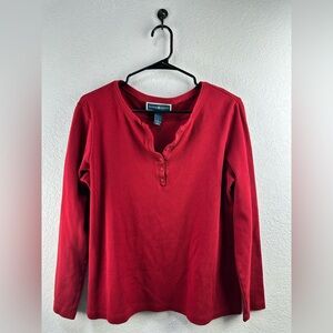 Karen Scott Women’s  Deep Red Cotton Long Sleeve Shirt Size L